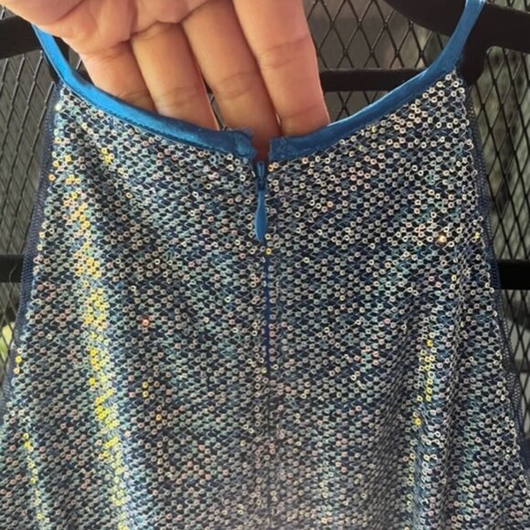 Aidan Mattox Formal Sequin Halter Mini Dress with Cutout Size 2 Marine Blue NWT - Picture 11 of 16